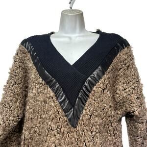 Vintage Pierre Lamonte california Brown chunky boucle pullover V-neck sweater